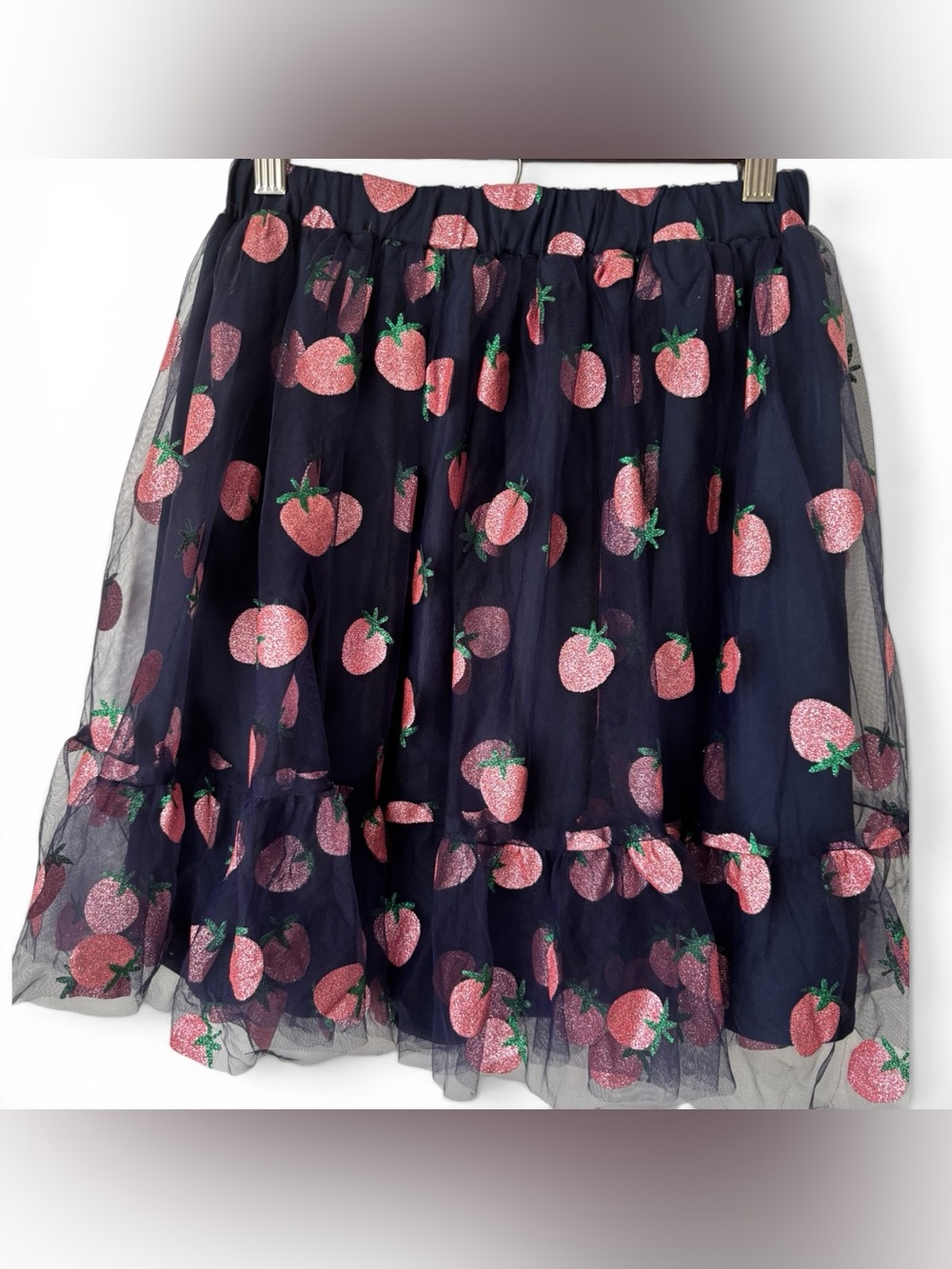 Smak Parlour Glitter Strawberry Tulle Skirt - Navy Pink